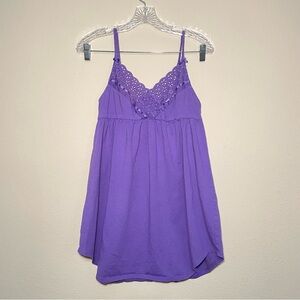 Y2K Victoria Secret Purple Babydoll Eyelet Slip Dress Sz‎ X-Small
